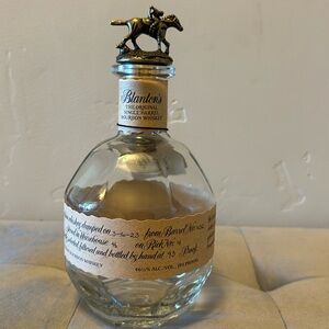 Empty Blantons Bourbon Whiskey Bottle “O”
